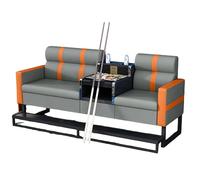 KIBONCY Billiard Room Sofa & Ottoman Set, Soft Upholstered Lounge Chair with Tempered Glass Side Table, Stylish Seating Solution for Home Game(H)