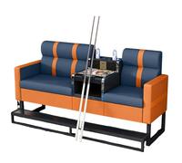 KIBONCY Billiard Room Sofa & Ottoman Set, Soft Upholstered Lounge Chair with Tempered Glass Side Table, Stylish Seating Solution for Home Game(I)