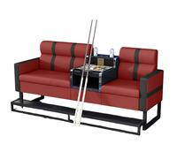 KIBONCY Billiard Room Sofa & Ottoman Set, Soft Upholstered Lounge Chair with Tempered Glass Side Table, Stylish Seating Solution for Home Game(J)