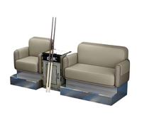 KIBONCY Billiard Viewing Sofa, Pool Hall Spectator Waiting Bench with Functional Side Table, Wear Resistant Leather Lounge Chair for Indoor Club(A)