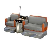 KIBONCY Billiard Viewing Sofa, Pool Hall Spectator Waiting Bench with Functional Side Table, Wear Resistant Leather Lounge Chair for Indoor Club(B)
