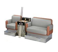 KIBONCY Billiard Viewing Sofa, Pool Hall Spectator Waiting Bench with Functional Side Table, Wear Resistant Leather Lounge Chair for Indoor Club(C)