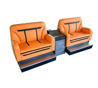 KIBONCY Billiards Hall Sofas and Spectator Chairs, Lounge, Room and Seats, Modern Vertical Tufted Sofa Sets, PU Leather, with Stainless Steel Footrests and Integrated Storage Side Tables(F)