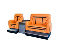 KIBONCY Billiards Hall Sofas and Spectator Chairs, Lounge, Room and Seats, Modern Vertical Tufted Sofa Sets, PU Leather, with Stainless Steel Footrests and Integrated Storage Side Tables(E)