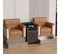 KIBONCY Billiards Room Chair Vintage-Inspired Billiard Armchair Pair, Leather Pool Furniture with Elegant Side Cabinet, Premium Seating for Classic Game Spaces(1)