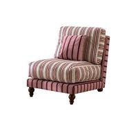 KIBONCY Bohemian Pattern Armless Chair, Chenille Upholstered Accent Mid-Century, Multi-Color for Small Spaces(B)