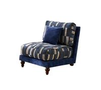KIBONCY Bohemian Pattern Armless Chair, Chenille Upholstered Accent Mid-Century, Multi-Color for Small Spaces(D)