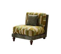 KIBONCY Bohemian Pattern Armless Chair, Chenille Upholstered Accent Mid-Century, Multi-Color for Small Spaces(C)