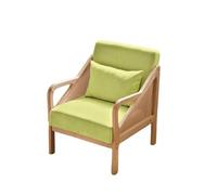KIBONCY Boho Rattan & Wood Accent Chair, Upholstered Fabric Armchair Mid Century Modern for Living Room Bedroom(A,130cm)