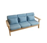 KIBONCY Breathable Linen Upholstered Sofa, 3-Seater Solid Wood Frame Couch with Lumbar Pillows for Living Room(D)