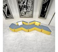 KIBONCY Canapé avec Dossier, Canapé Combiné Modulaire Asymétrique, Sièges Flexibles, for Hall De Bibliothèque, Salle De t Jardin d'enfants, Aucun Assemblage Requis,(K)