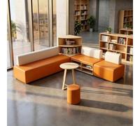 KIBONCY Canapé-Banquette de bibliothèque de Rangement modulaire, Banc de Cabine rembourré avec Compartiments d'étagère for Salon de Bureau, Jardin d'enfants et Zone d'attente du Centre(2.4 * 2.2m)