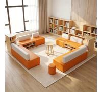 KIBONCY Canapé-Banquette de bibliothèque de Rangement modulaire, Banc de Cabine rembourré avec Compartiments d'étagère for Salon de Bureau, Jardin d'enfants et Zone d'attente du Centre(2.2 * 2.2m)