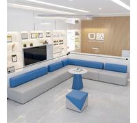 KIBONCY Canapé d'angle modulaire, canapé de réception en Cuir Griffe de Chat avec Cadre en Bois Massif, mobilier de Salle d'attente en Forme de L for Cabinet Dentaire, Salon(EF)