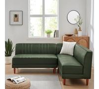 KIBONCY Canapé d'angle modulaire en Forme de L - Canapé capitonné en Cuir ciré à l'huile avec Pieds en Bois Coniques, Style Nordique Moderne for Le Salon(Green,2)