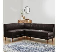 KIBONCY Canapé d'angle modulaire en Forme de L - Canapé capitonné en Cuir ciré à l'huile avec Pieds en Bois Coniques, Style Nordique Moderne for Le Salon(Brown,1)