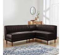 KIBONCY Canapé d'angle modulaire en Forme de L - Canapé capitonné en Cuir ciré à l'huile avec Pieds en Bois Coniques, Style Nordique Moderne for Le Salon(Brown,2)