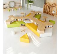KIBONCY Canapé De Bibliothèque Modulaire avec Bibliothèque Intégrée, Ensemble De Sièges Créatifs Et Doux for Salle De Lecture Scolaire, Zone De Réception Institutionnelle, Mobilier(A)