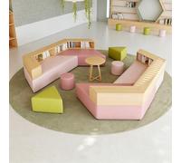 KIBONCY Canapé De Bibliothèque Modulaire avec Bibliothèque Intégrée, Ensemble De Sièges Créatifs Et Doux for Salle De Lecture Scolaire, Zone De Réception Institutionnelle, Mobilier(H)