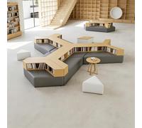 KIBONCY Canapé De Bibliothèque Modulaire avec Bibliothèque Intégrée, Ensemble De Sièges Créatifs Et Doux for Salle De Lecture Scolaire, Zone De Réception Institutionnelle, Mobilier(K)