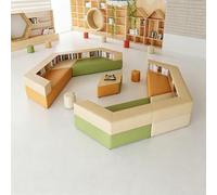 KIBONCY Canapé De Bibliothèque Modulaire avec Bibliothèque Intégrée, Ensemble De Sièges Créatifs Et Doux for Salle De Lecture Scolaire, Zone De Réception Institutionnelle, Mobilier(C)