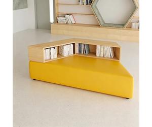 KIBONCY Canapé De Bibliothèque Modulaire avec Bibliothèque Intégrée, Ensemble De Sièges Créatifs Et Doux for Salle De Lecture Scolaire, Zone De Réception Institutionnelle, Mobilier(J)