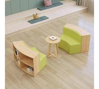 KIBONCY Canapé de Rangement Semi-Circulaire, Tabouret Multifonctionnel combiné, for Centre de Formation, école Maternelle, Coin Lecture, bibliothèque, Vert(C)