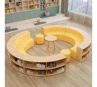 KIBONCY Canapé de Rangement Semi-Circulaire, Tabouret Multifonctionnel combiné, for Centre de Formation, école Maternelle, Coin Lecture, bibliothèque, Vert(J)