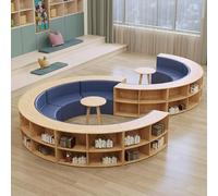 KIBONCY Canapé de Rangement Semi-Circulaire, Tabouret Multifonctionnel combiné, for Centre de Formation, école Maternelle, Coin Lecture, bibliothèque, Vert(H)