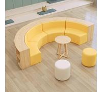 KIBONCY Canapé de Rangement Semi-Circulaire, Tabouret Multifonctionnel combiné, for Centre de Formation, école Maternelle, Coin Lecture, bibliothèque, Vert(F)