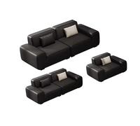 KIBONCY Canapé en Cuir de Vachette Noir de première qualité, canapés rembourrés Confortables, canapés Modernes à siège Large, for Bureau, Salon, réception d'affaires(G)