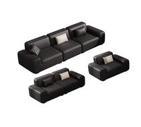 KIBONCY Canapé en Cuir de Vachette Noir de première qualité, canapés rembourrés Confortables, canapés Modernes à siège Large, for Bureau, Salon, réception d'affaires(H)