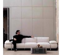 KIBONCY Canapé en Cuir Minimaliste Bauhaus du Milieu du siècle - Canapé Droit 3-4 Places de Style Italien avec Structure en Acier Inoxydable for Petits et Grands Salons(White,3 Seater)