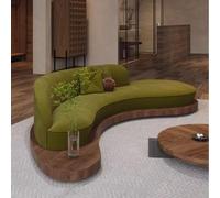 KIBONCY Canapé incurvé et de Forme irrégulière, parquet en Bois Massif, canapé Vert. Zone de réception for Le Hall de l'hôtel d'une Maison d'hôtes de Petit Espace de Vie dans Le Salon(A,3.4m)