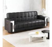 KIBONCY Canapé-lit Pliant en Cuir Griffe de Chat, canapé-lit Compact de Luxe for Petits espaces, Appartement de Location, Bureau, Style Internet Populaire(Black,143cm)