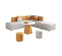 KIBONCY Canapé Rembourré en Forme De L, Ensemble De Canapés Sectionnels Modulaires Modernes, avec Poufs Et Tables D'appoint, for Hall De Bureau, Salon D'hôtel, Salon(F)