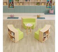 KIBONCY Canapé Semi-Circulaire avec Rangement, canapé d'angle modulable, Ensemble de sièges modulaires Souples en Forme d'anneau, for Salle Lecture, bibliothèque ou Centre Formation(4)