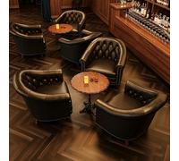 KIBONCY Canapés de Club privé de Style américain, Cadre en Bois Massif, Design capitonné, Ensembles de sièges de Table Basse, for Appartement, Salon, Bureau, Petits espaces(4pcs)