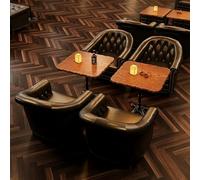 KIBONCY Canapés de Club privé de Style américain, Cadre en Bois Massif, Design capitonné, Ensembles de sièges de Table Basse, for Appartement, Salon, Bureau, Petits espaces(6pcs)
