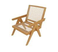 KIBONCY Chaise d'appoint en rotin Moderne du Milieu du siècle, Chaise Longue Ergonomique for Salon, Balcon, terrasse - Siège en rotin Respirant tissé à la Main, Finition Naturelle(C)