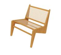 KIBONCY Chaise d'appoint en rotin Moderne du Milieu du siècle, Chaise Longue Ergonomique for Salon, Balcon, terrasse - Siège en rotin Respirant tissé à la Main, Finition Naturelle(A)