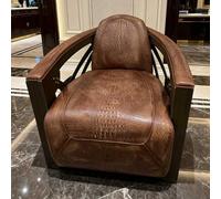 KIBONCY Chaise rétro Industrielle, Chaise d'appoint en Cuir Vieilli avec Cadre en Bois Massif, canapé Simple Confortable for Salon, Bureau, Salon(B)