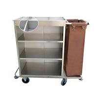 KIBONCY Chariot de conciergerie, Chariot de ménage à 3 Niveaux en Acier avec roulettes Robustes for l'entretien des hôtels, des écoles et des magasins de détail(D)