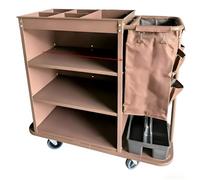 KIBONCY Chariot de conciergerie, Chariot de ménage à 3 Niveaux en Acier avec roulettes Robustes for l'entretien des hôtels, des écoles et des magasins de détail(C)