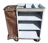 KIBONCY Chariot de conciergerie, Chariot de ménage à 3 Niveaux en Acier avec roulettes Robustes for l'entretien des hôtels, des écoles et des magasins de détail(F)