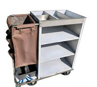 KIBONCY Chariot de conciergerie, Chariot de ménage à 3 Niveaux en Acier avec roulettes Robustes for l'entretien des hôtels, des écoles et des magasins de détail(G)