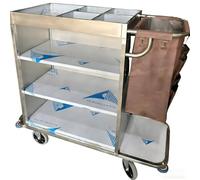 KIBONCY Chariot de conciergerie, Chariot de ménage à 3 Niveaux en Acier avec roulettes Robustes for l'entretien des hôtels, des écoles et des magasins de détail(H)