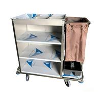 KIBONCY Chariot de conciergerie, Chariot de ménage à 3 Niveaux en Acier avec roulettes Robustes for l'entretien des hôtels, des écoles et des magasins de détail(E)