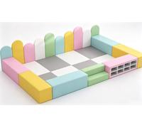 KIBONCY Clôture De Jeu Souple en Arc Pastel for Bébés, Enclos Fosse À Balles Mousse Modulaire D'intérieur, Parc for Tout-Petits PU(A)