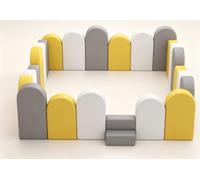 KIBONCY Clôture De Jeu Souple en Arc Pastel for Bébés, Enclos Fosse À Balles Mousse Modulaire D'intérieur, Parc for Tout-Petits PU(E)